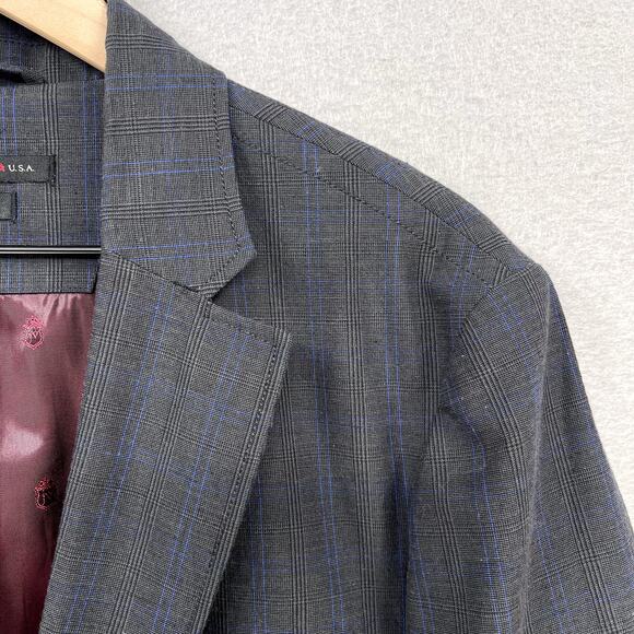 John Varvatos Sport Coat Mens 40 Gray Plaid Blazer Casual 2 Button Layering Work - Picture 3 of 16